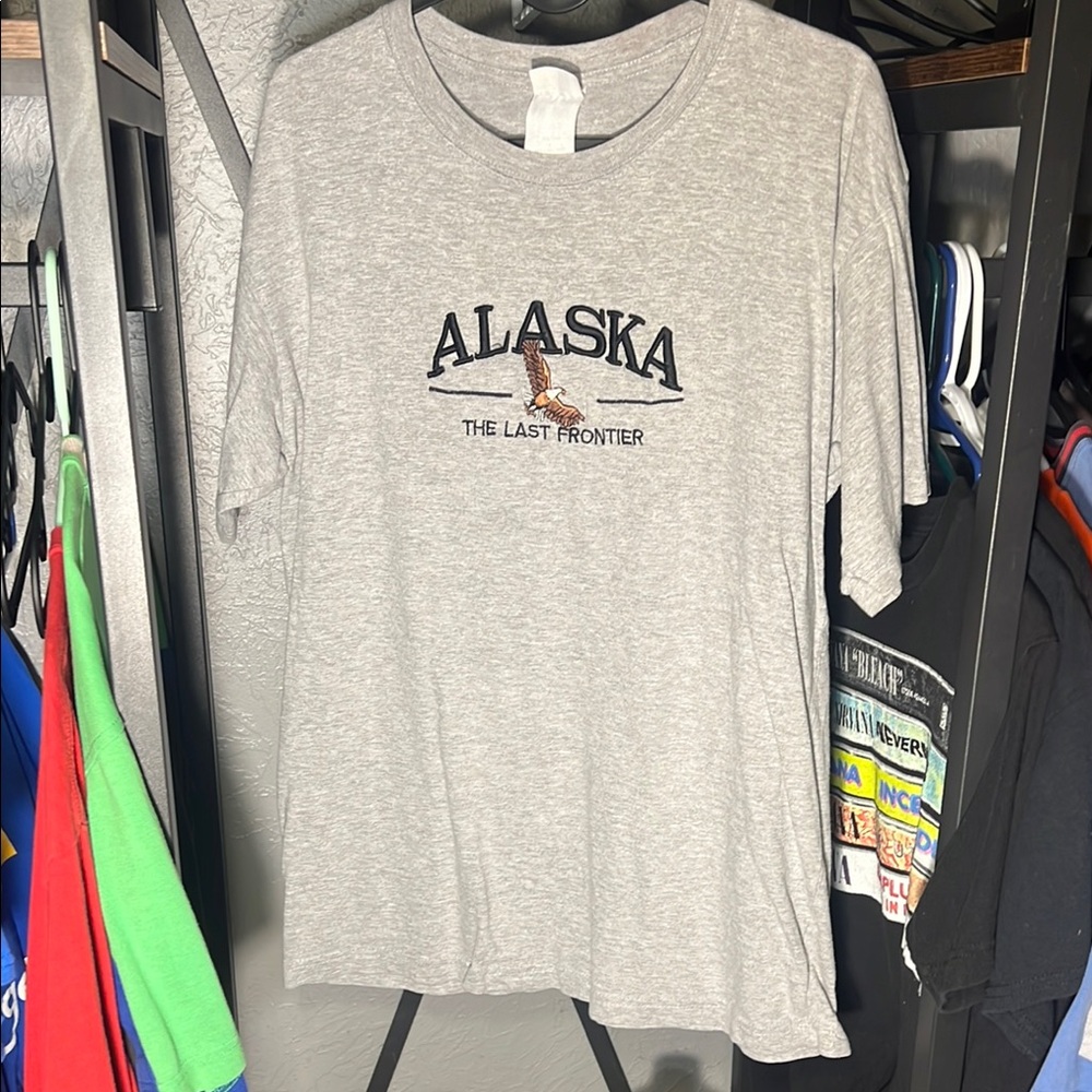 ALASKA "THE LAST FRONTIER" GRAY COTTON TEE SIZE LARGE